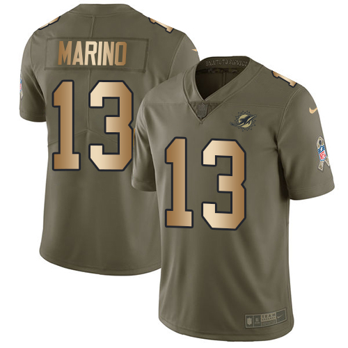 Nike Miami Dolphins #13 Dan Marino Olive Gold Youth Stitched NFL Limited 2017 Salute to Service Jersey->youth nfl jersey->Youth Jersey